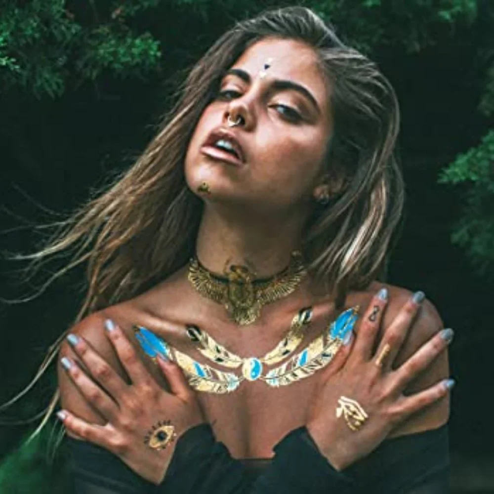 3 sheets Golden Silver Temporary Tattoo - Picture 7 of 15